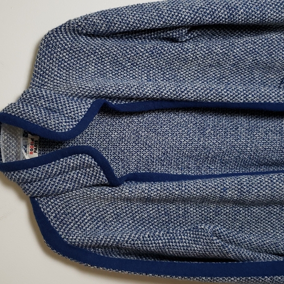 Rodier Paris cardigan sweater longline, made in Paris France, blue, wool. Large - Picture 2 of 8